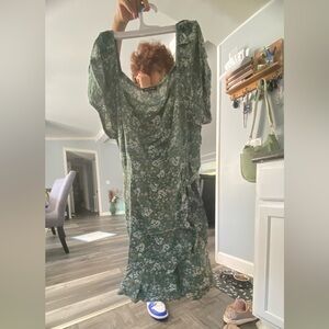 XL green side tie dress